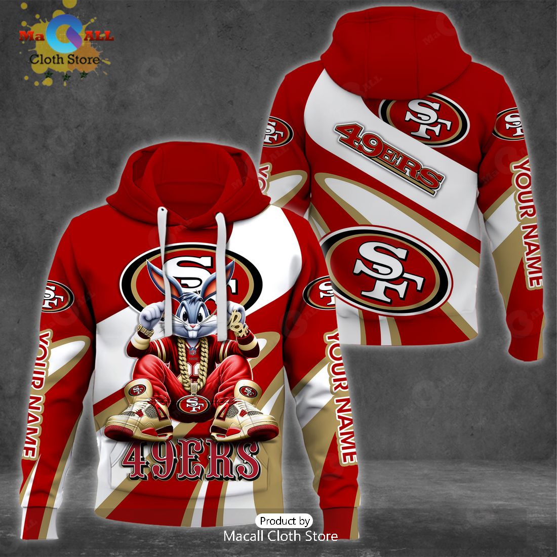 Custom Name San Francisco 49ers Bugs Bunny Sport Clothing 3D Hoodie And Pants