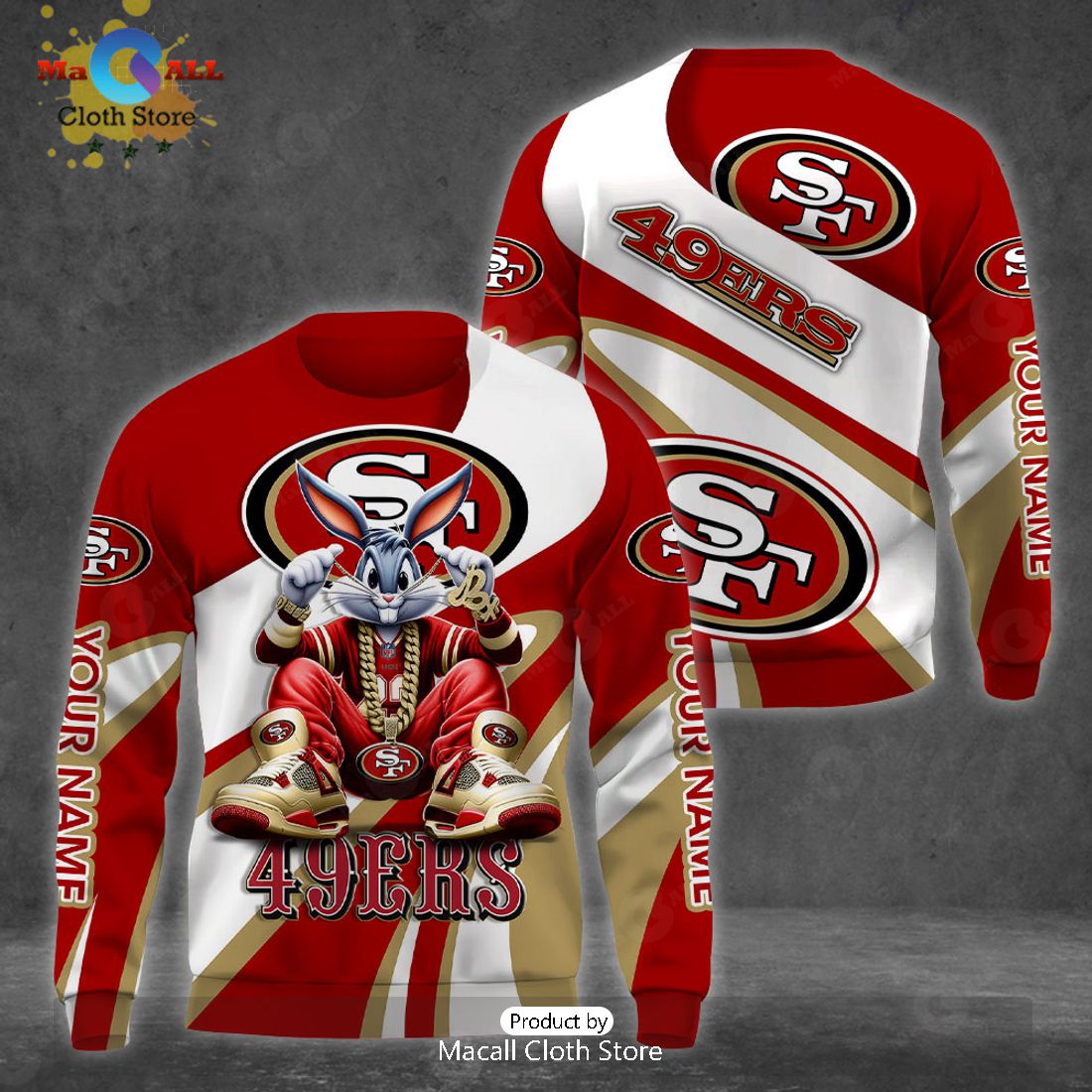 Custom Name San Francisco 49ers Bugs Bunny Sport Clothing 3D Hoodie And Pants