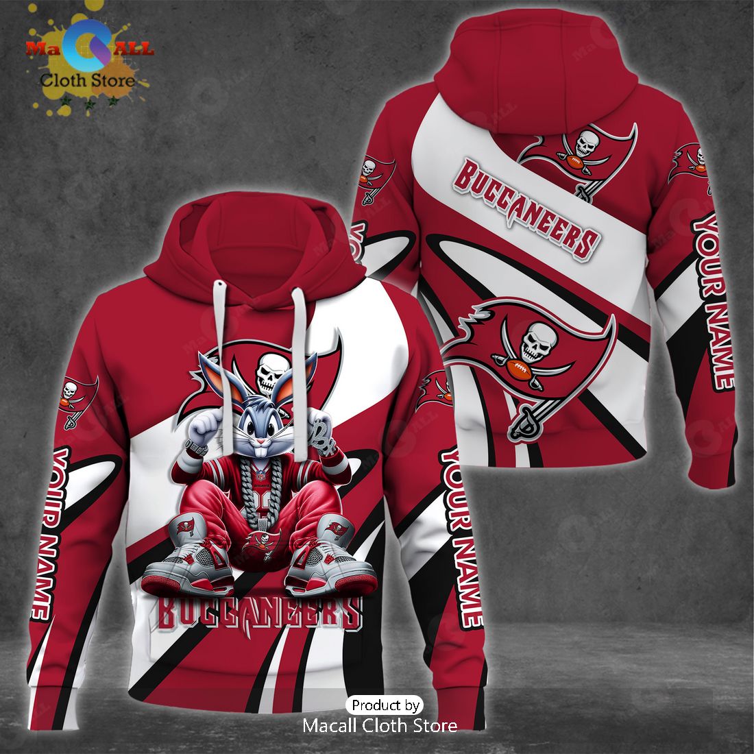 Custom Name Tampa Bay Buccaneers Bugs Bunny Sport Clothing 3D Hoodie And Pants