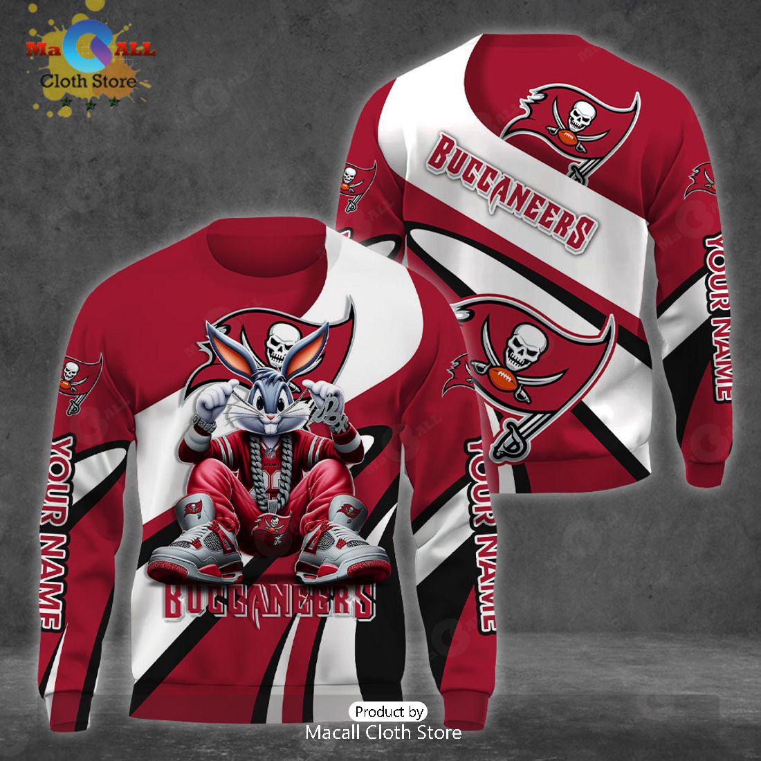 Custom Name Tampa Bay Buccaneers Bugs Bunny Sport Clothing 3D Hoodie And Pants