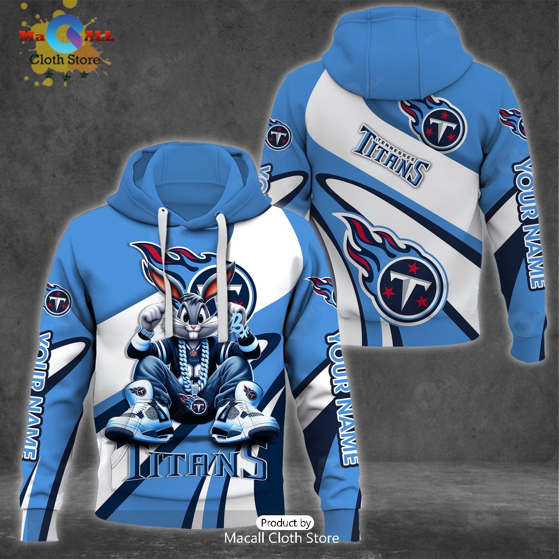 Custom Name Tennessee Titans Bugs Bunny Sport Clothing 3D Hoodie And Pants