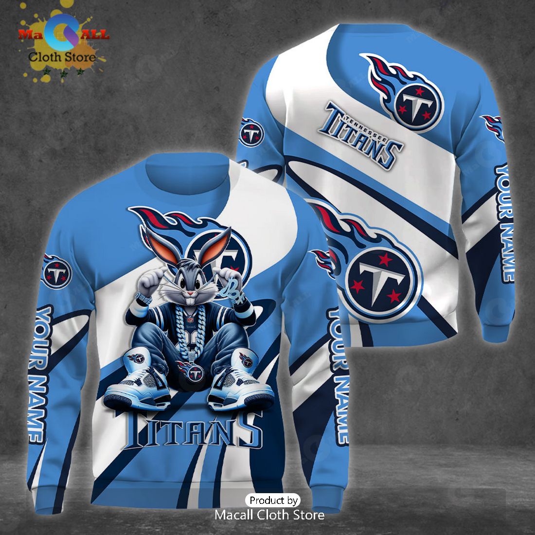 Custom Name Tennessee Titans Bugs Bunny Sport Clothing 3D Hoodie And Pants