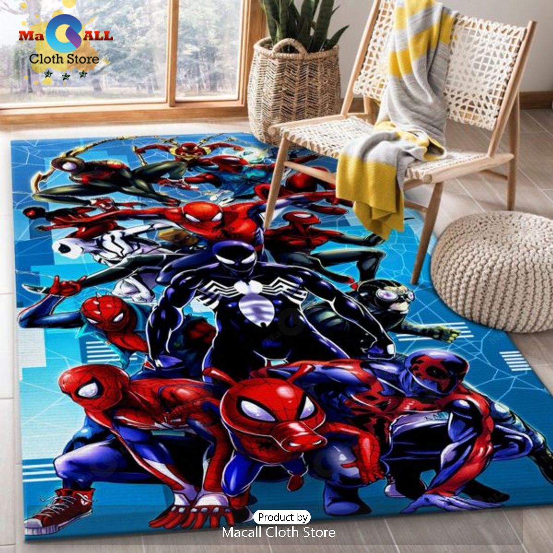 Black Spiderman Rug Home Decor
