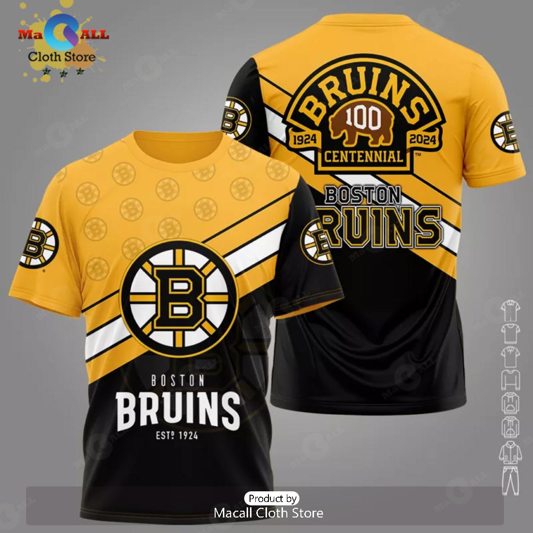 100 Years Memories Centennial Boston Bruins Mix Black Gold Hoodie 3D Limited