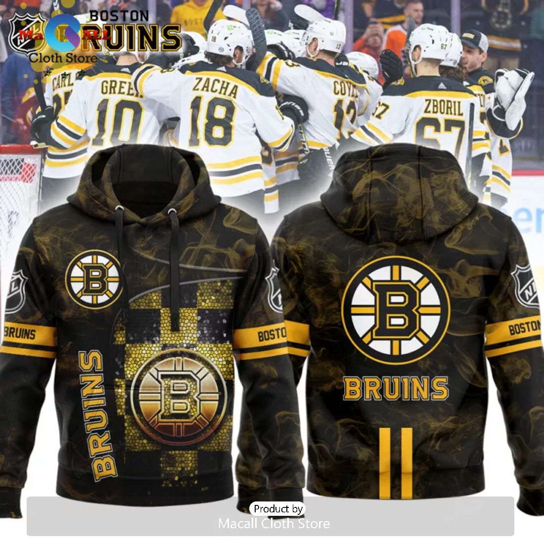 100th Years Anniversary Of Hockey Boston Bruins Luxury Apparels Black Hoodie 3D