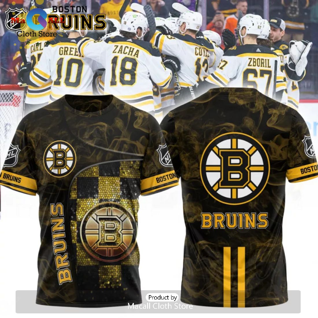 100th Years Anniversary Of Hockey Boston Bruins Luxury Apparels Black Hoodie 3D