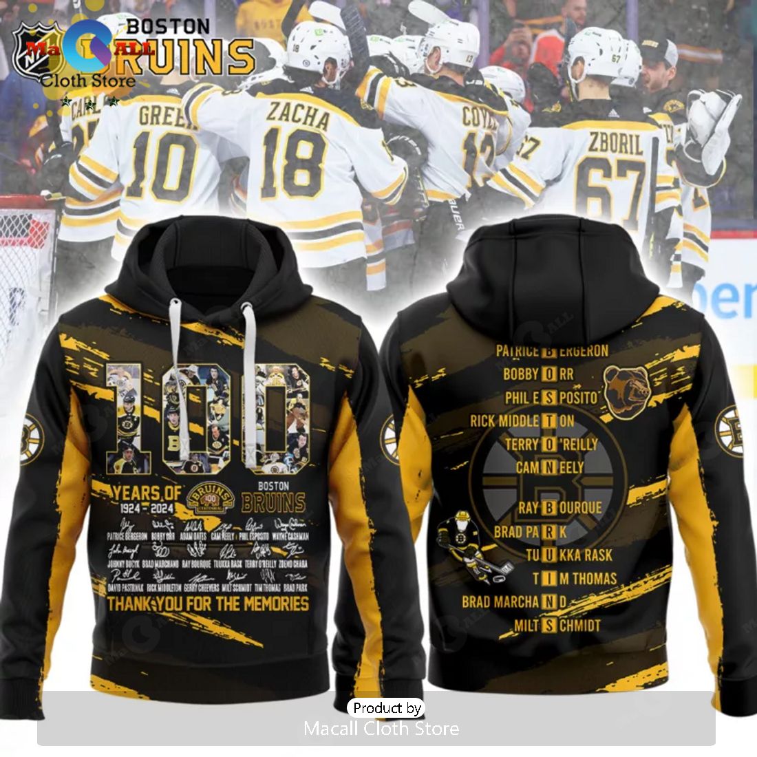 Boston Bruins 100 Years Of Boston Bruins Memories Black Hoodie 3D Special Edition