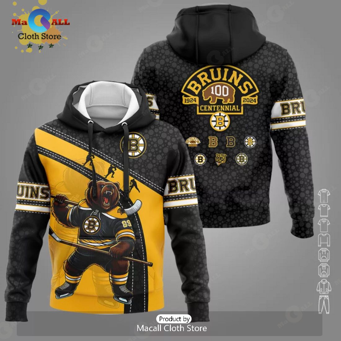 Boston Bruins 100th Memories Centennial 3D Sports Team Speical Apparels Hoodie 3D