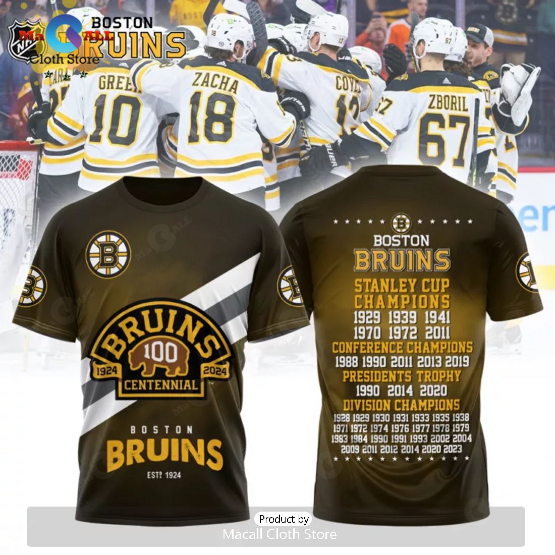 Boston Bruins Celebrating 100 Years Of Boston Bruins Hockey Black Apparels Hoodie 3D