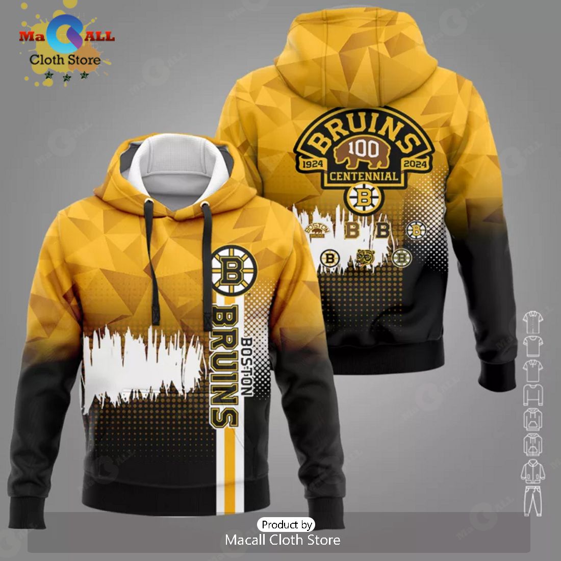 Boston Bruins Of 100th Anniversary Hockey Apparels Mix Color Hoodie 3D