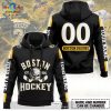 Limited Boston Bruins 100th Anniversary Black Apparels Mix Jersey Hoodie 3D