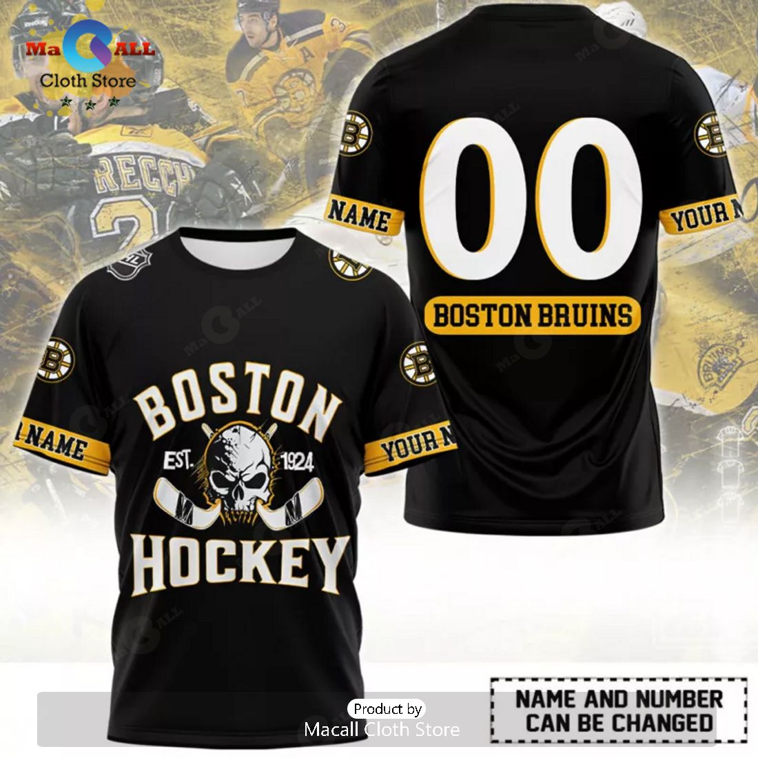 Limited Boston Bruins Custom Name And Number Hockey Black Hoodie 3D