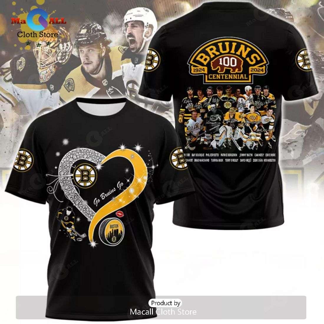 Limited Boston Bruins In My Heart 100 Years Centennial Memories Black Hoodie 3D