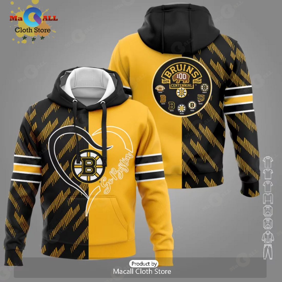 Limited Boston Bruins In My Heart Hockey Team Logo Mix Color Hoodie 3D