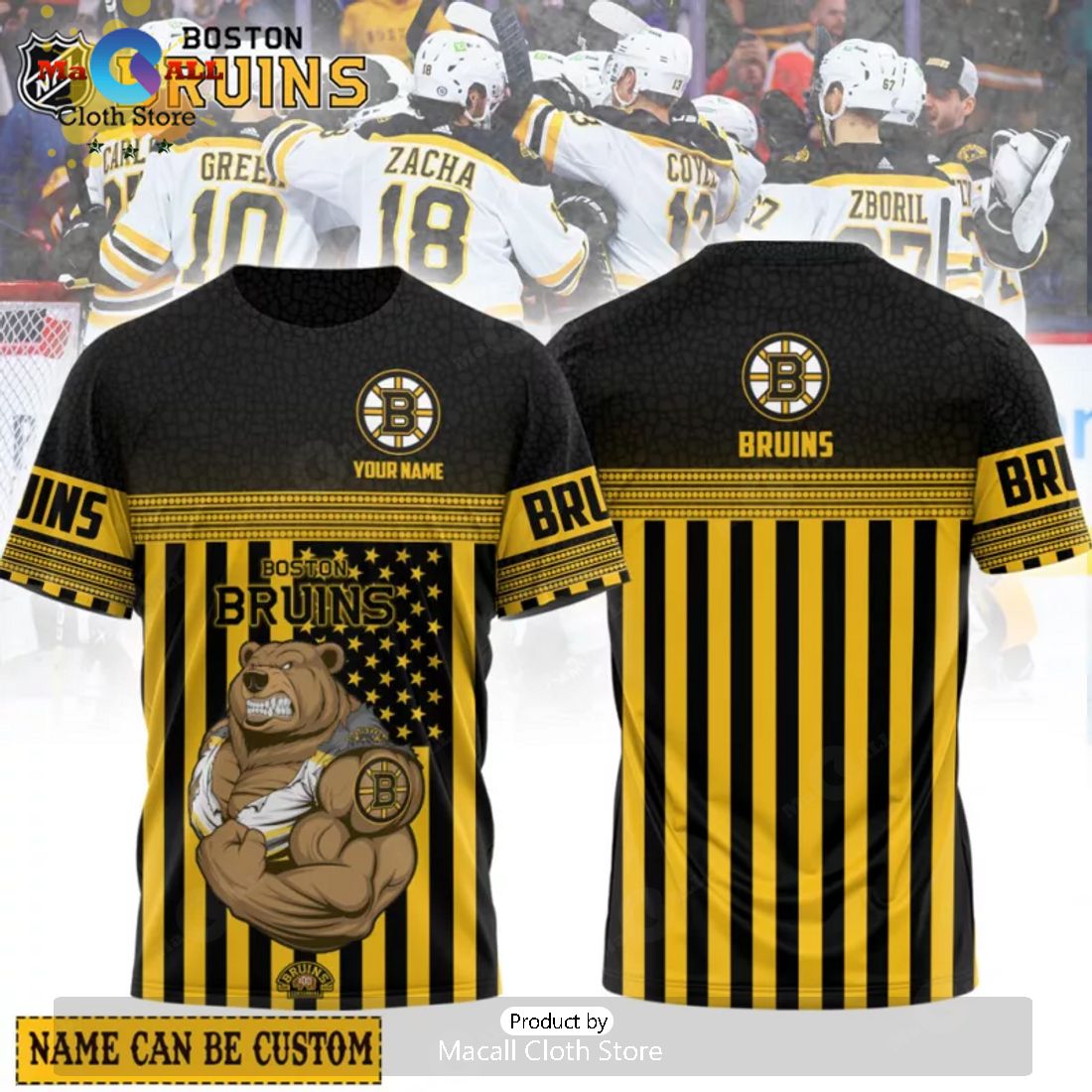 Limited Boston Bruins NHL Custom Name Vertical Line Style Hoodie 3D