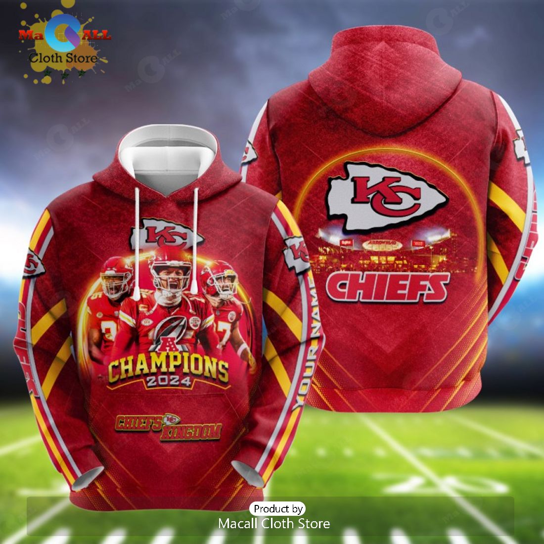 Custom Name Kansas City Chiefs AFC Champions 2024 Gifts Hoodie And Pants