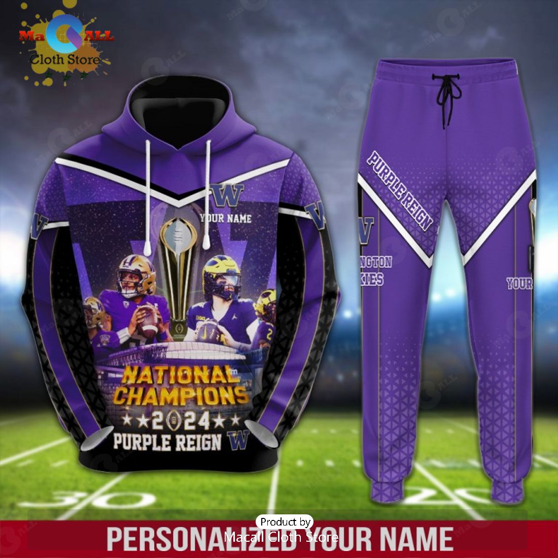 Custom Name Washington Huskies AFC Champions 2024 Gifts Hoodie And Pants