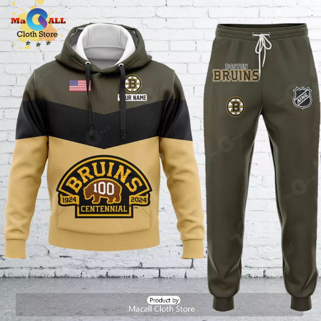 Limited Boston Bruins 100th Years Anniversary 3D Hoodie And Pants