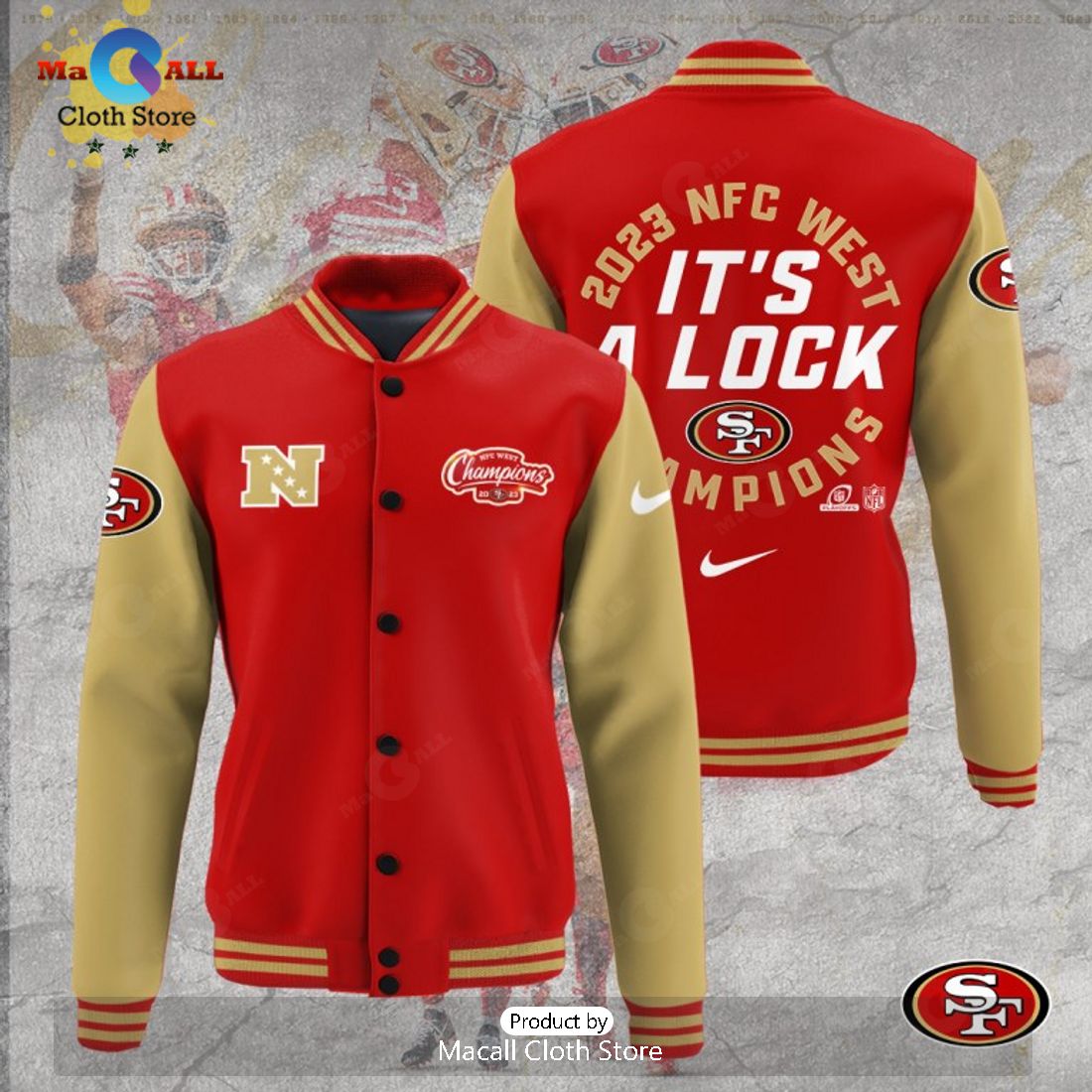 2023 San Francisco 49ers It’s A Lock Champions Red Baseball Jacket, Sport Jacket