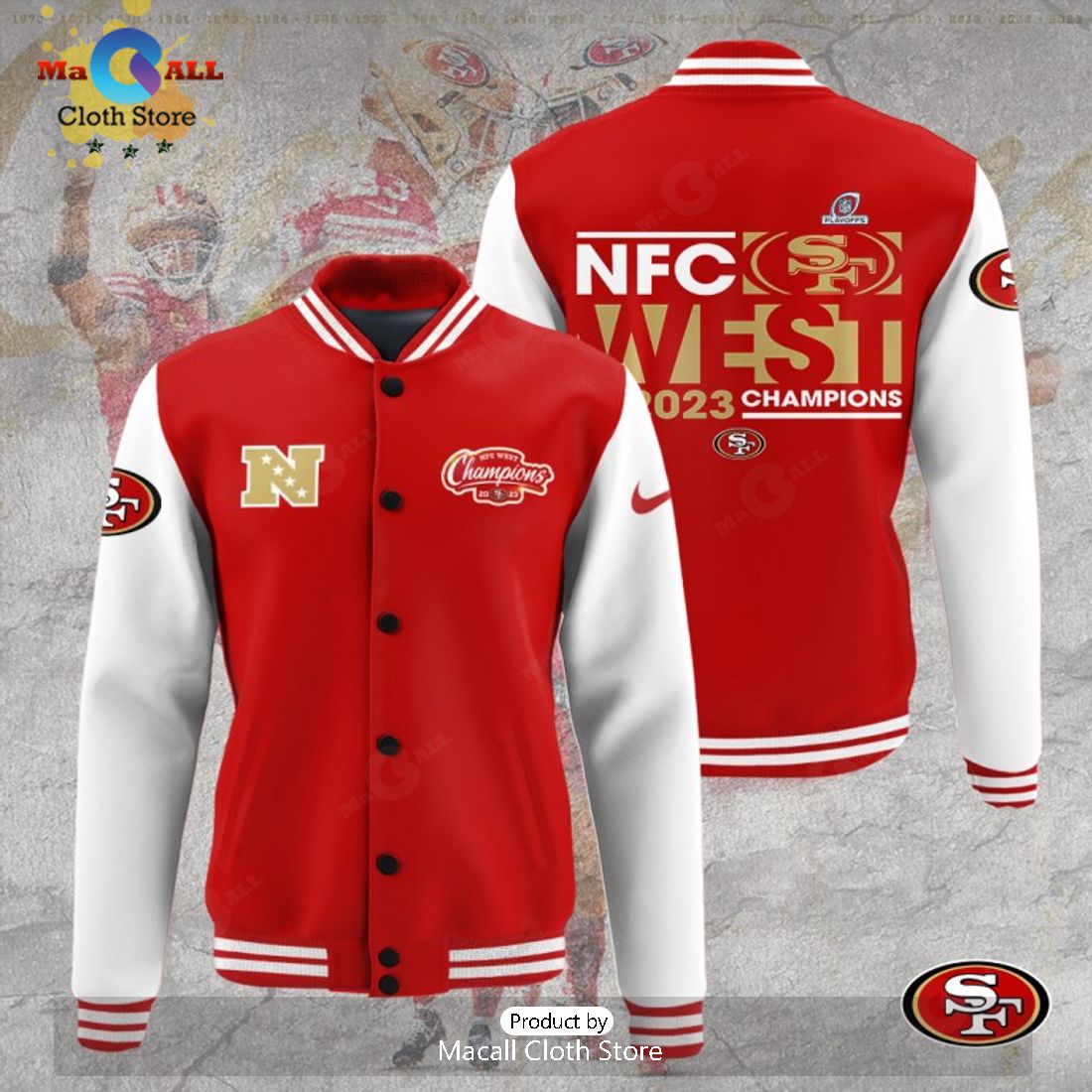 2023 San Francisco 49ers NFC Division Champions Red Baseball Jacket, Sport Jacket