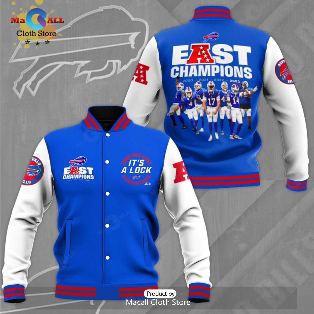 Buffalo Bills It’s A Lock East Champions Team Blue Baseball Jacket, Sport Jacket