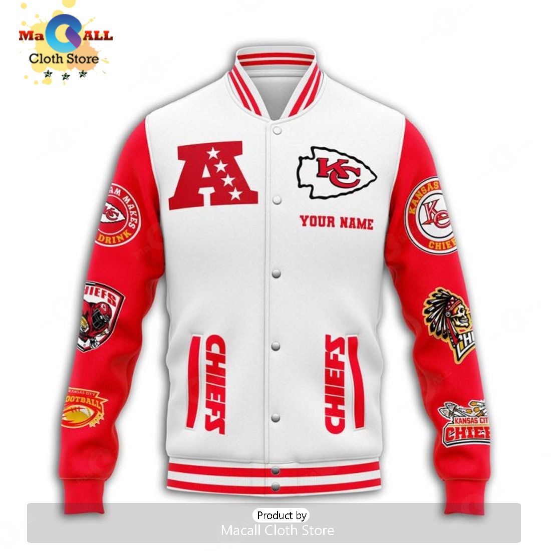 Custom Name Kansas City Chiefs Football 1960 White Baseball Jacket, Sport Jacket