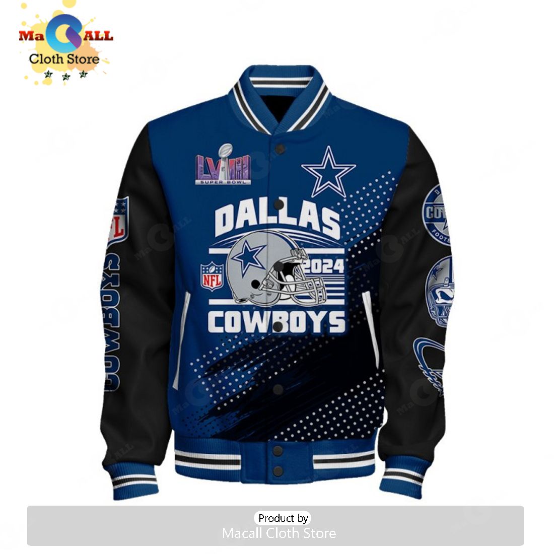 Dallas Cowboys Americas Team Star In Every Stripe Navy Baseball Jacket, Sport Jacket
