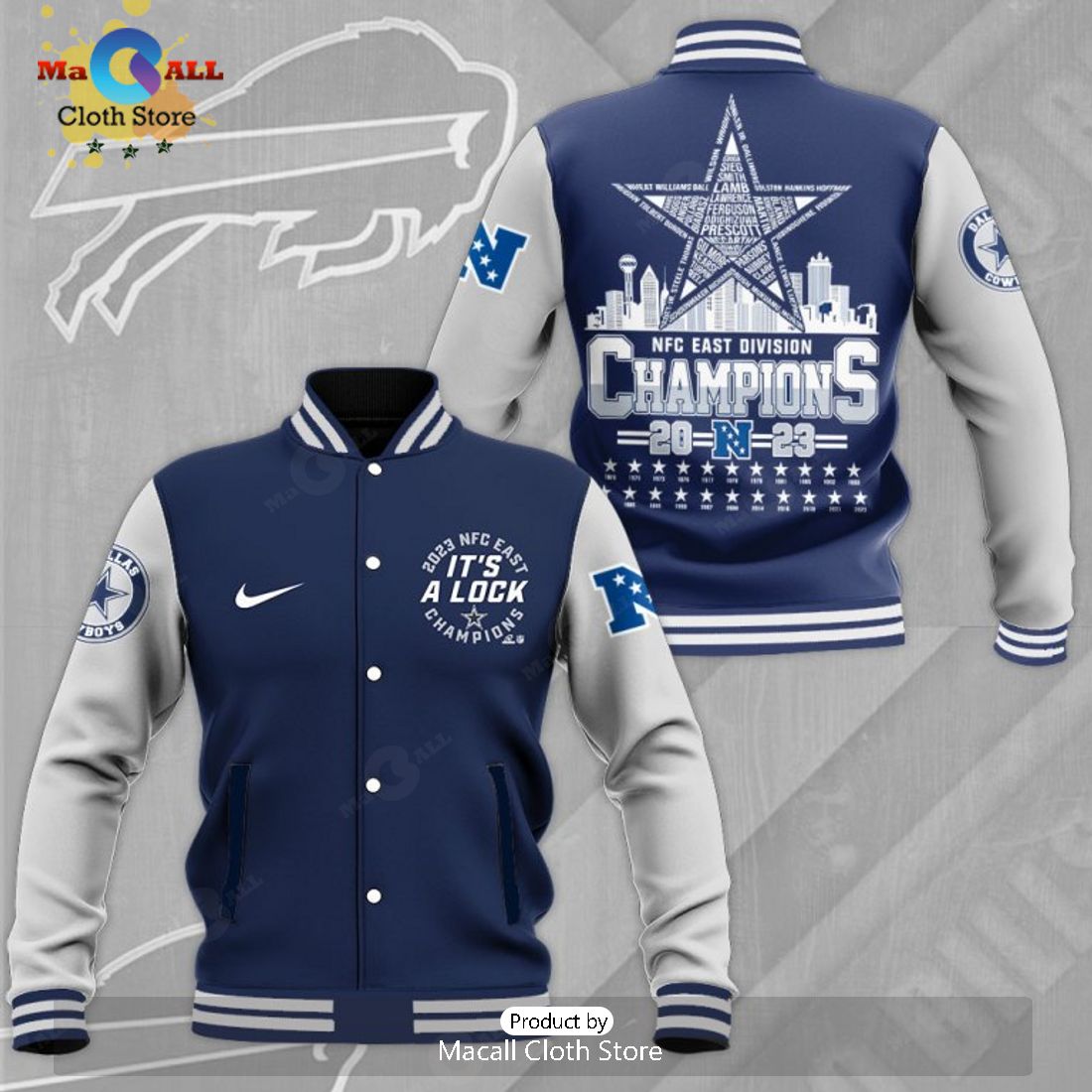 Dallas Cowboys It’s A Lock NFC East 2023 Champions Navy Baseball Jacket, Sport Jacket
