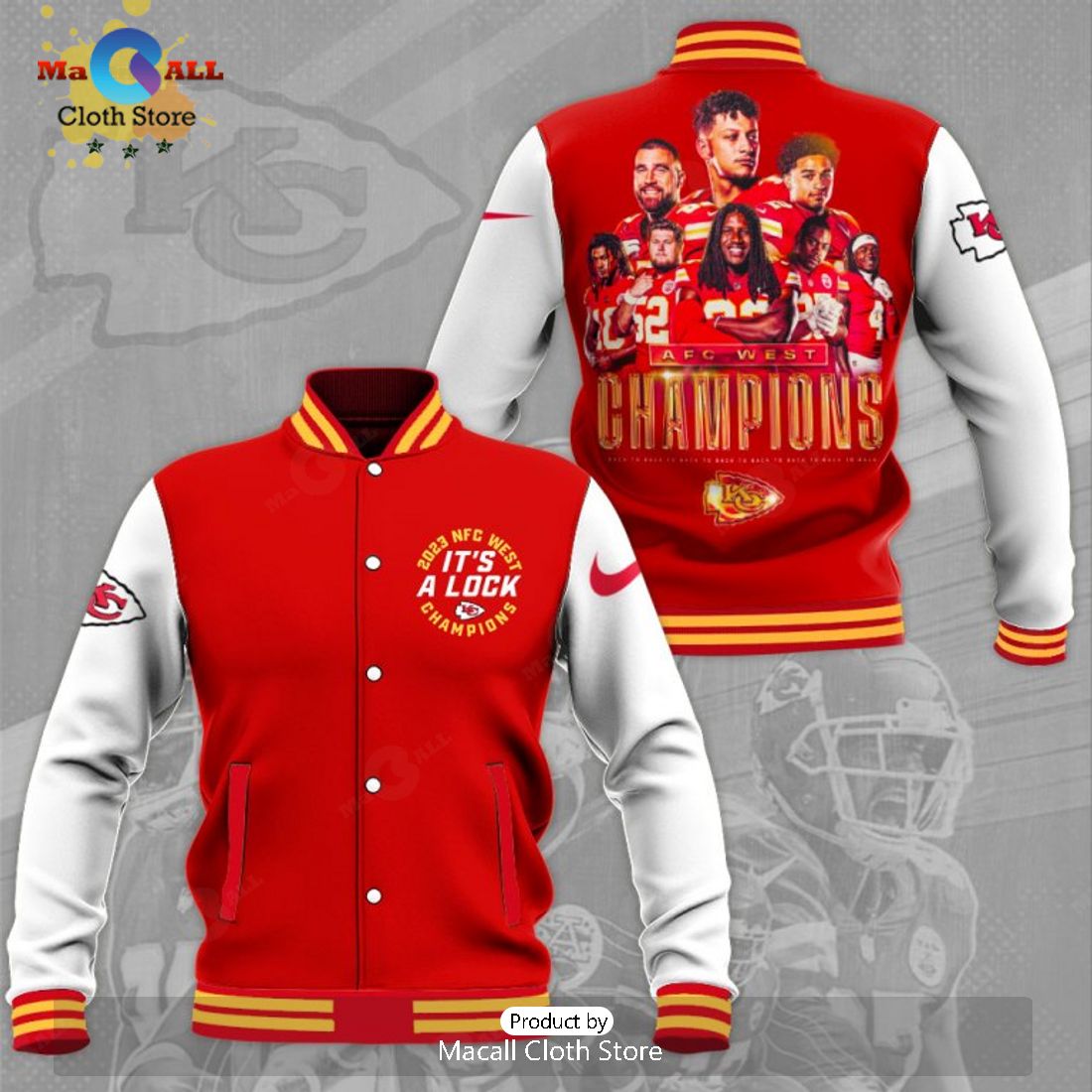 It’s A Lock Kansas City Chiefs AFC West Champions Red Baseball Jacket, Sport Jacket