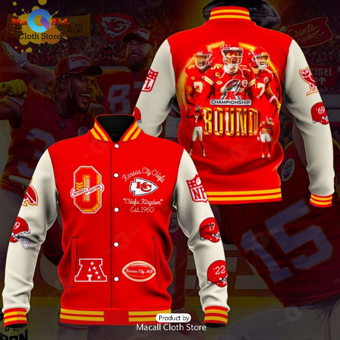 Kansas City Chiefs Championship Bound Red Baseball Jacket, Sport Jacket