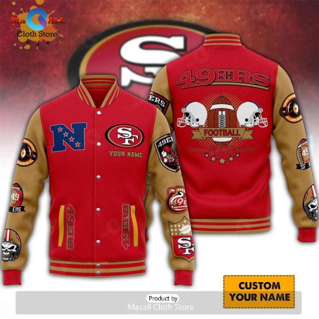 Kansas City Chiefs Custom Name Football 1946 Red Baseball Jacket, Sport Jacket