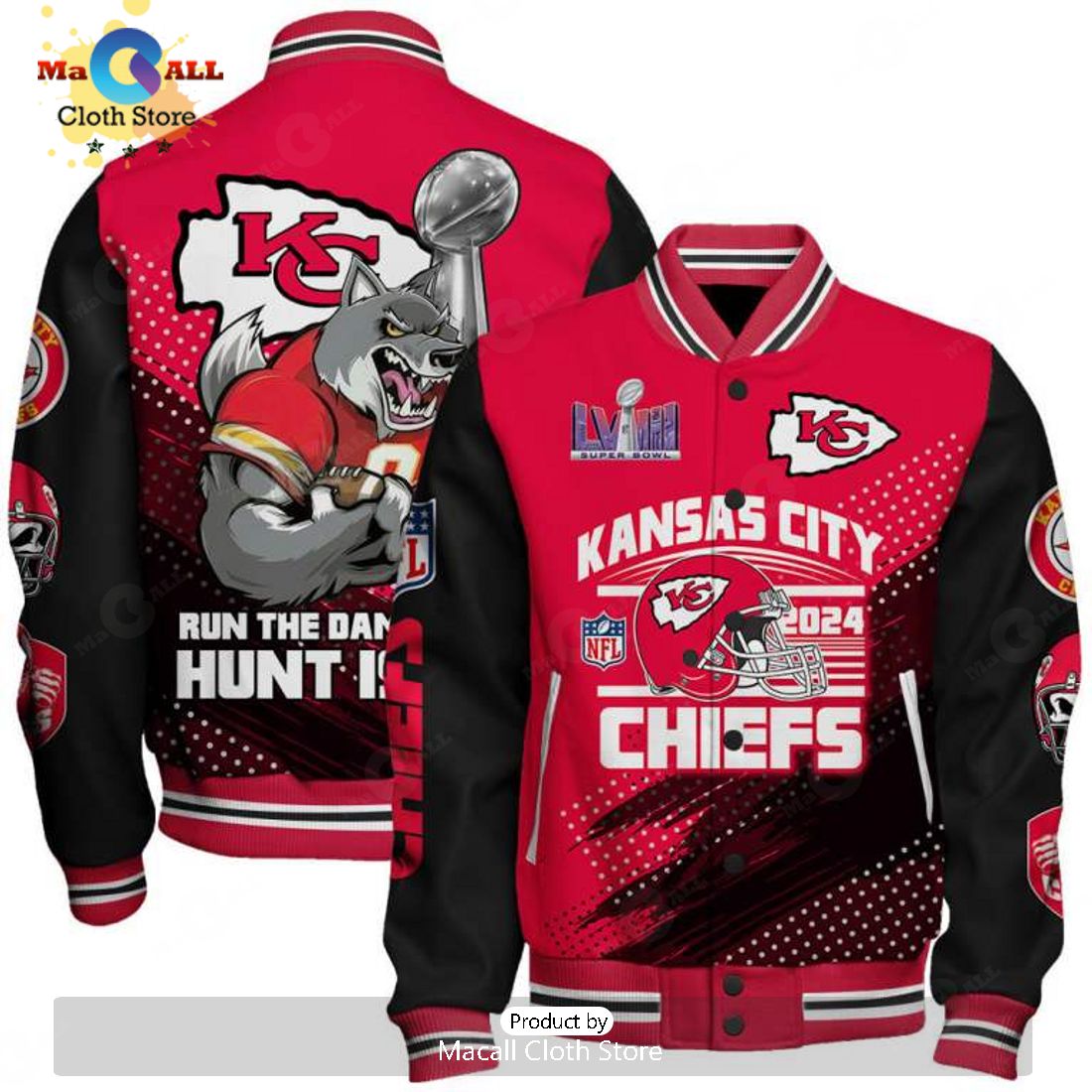 Kansas City Chiefs Run The Damn Ball Hunt Is On Red Baseball Jacket, Sport Jacket