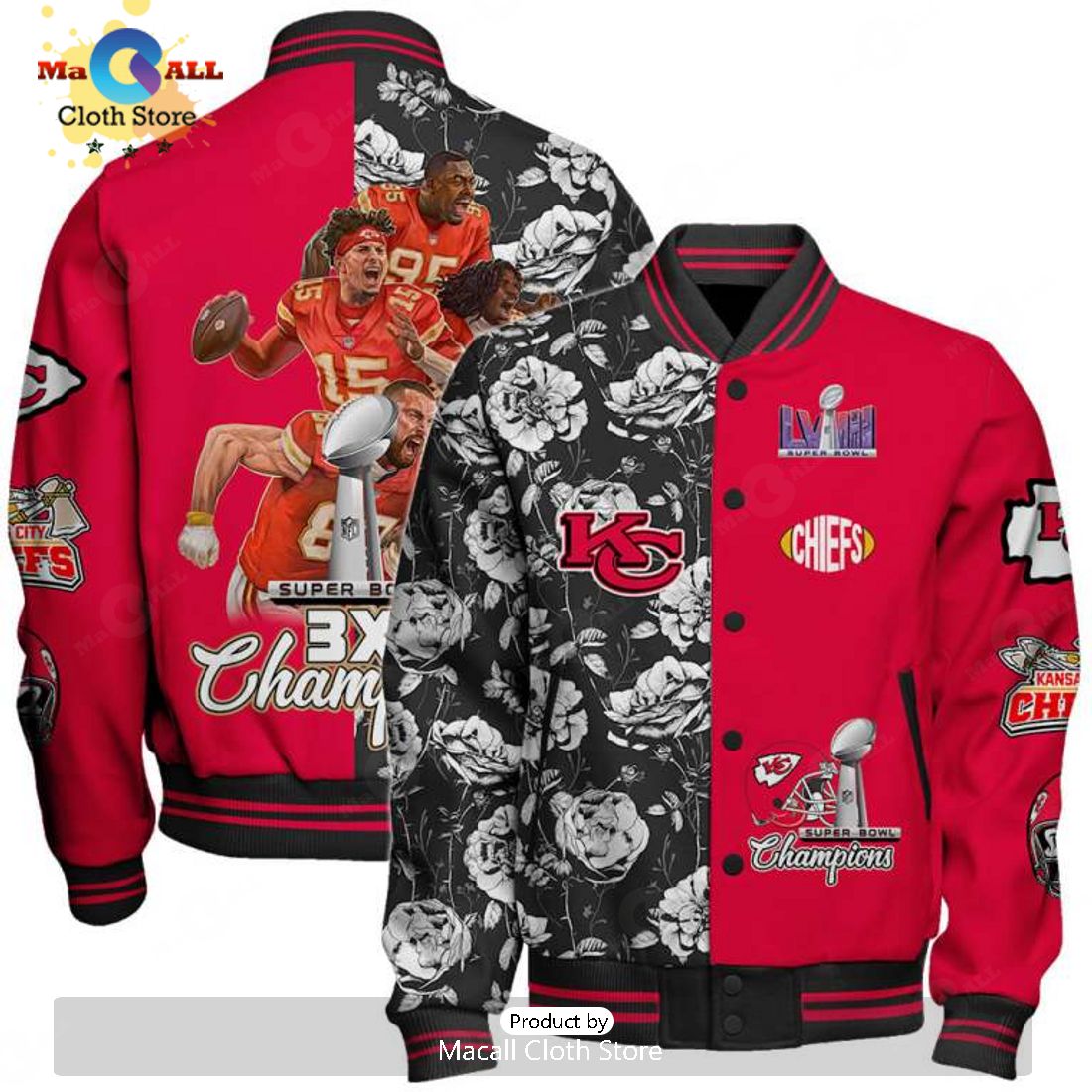 Limited Kansas City Chiefs Super Bowl 3x Champions Red Baseball Jacket, Sport Jacket