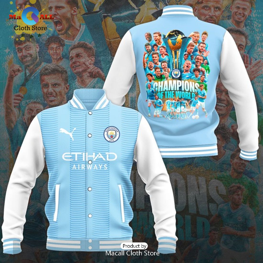 Manchester City Champions Of The World Special Baseball Jacket, Sport Jacket