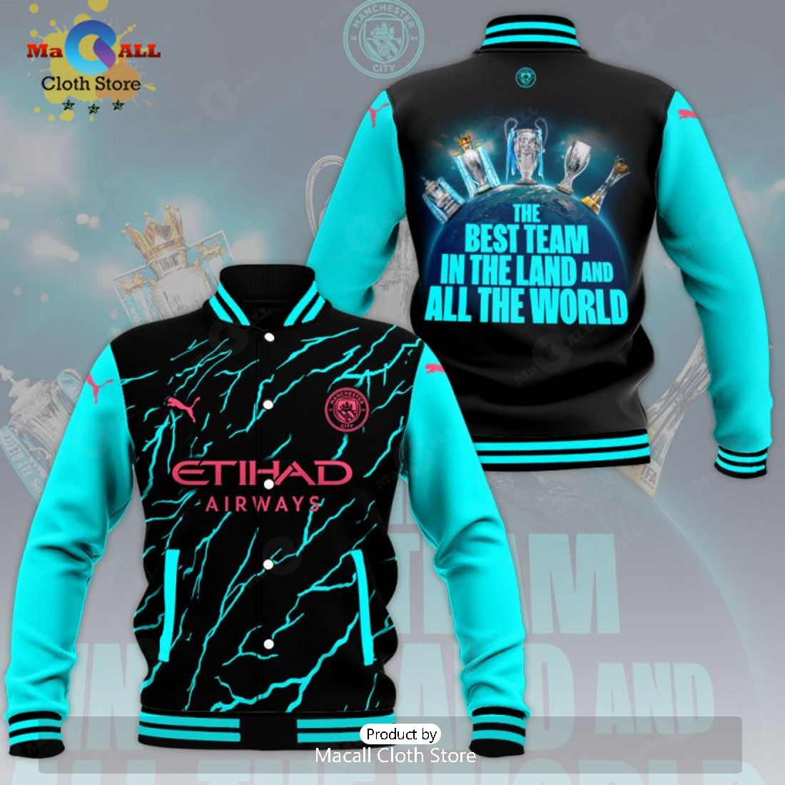 Manchester City The Best Team In The Land All the World Baseball Jacket, Sport Jacket