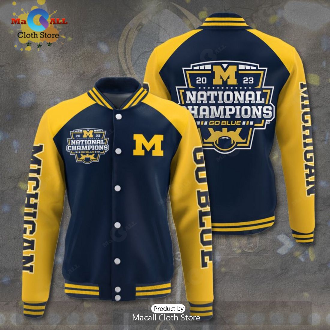 Michigan Wolverines 2023 Champions Go Blue Navy Baseball Jacket, Sport Jacket