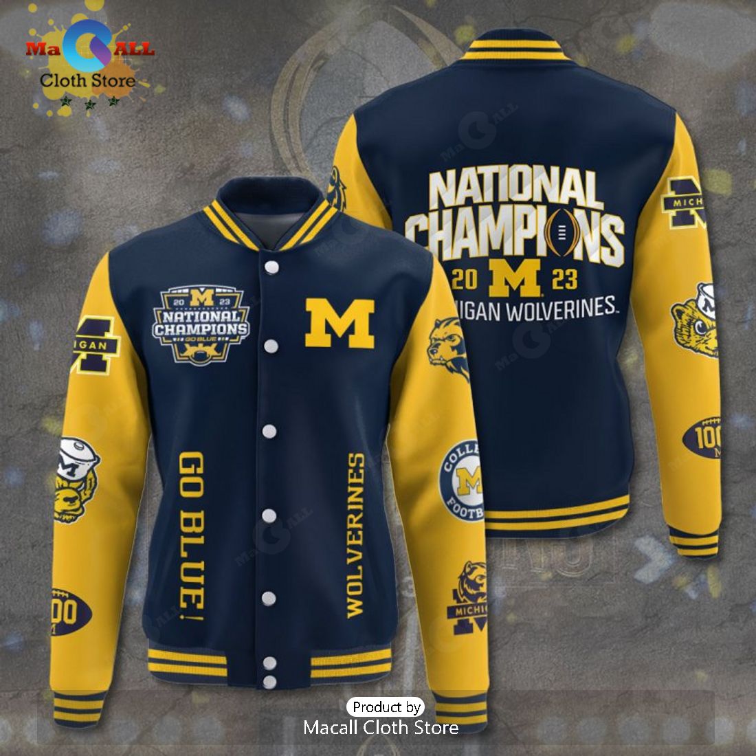 Michigan Wolverines Go Blue 2023 Champions Navy Baseball Jacket, Sport Jacket