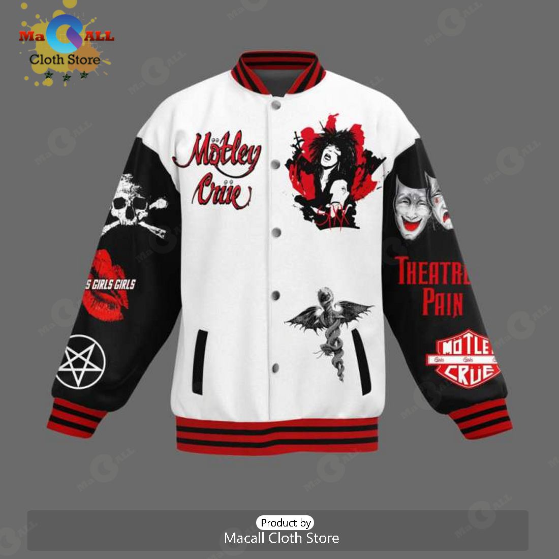 Motley Crue Special Gifts Design White Baseball Jacket, Sport Jacket