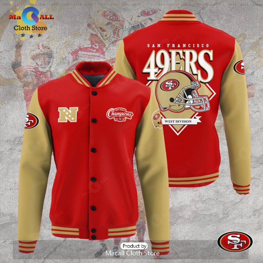 San Francisco 49ers NFC West Division Champions Red Baseball Jacket, Sport Jacket