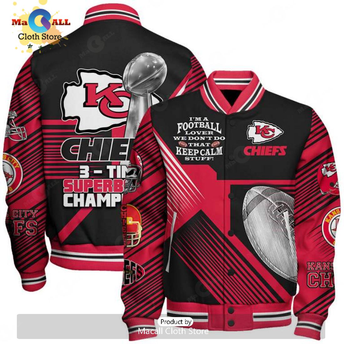Super Bowl Champions Kansas City Chiefs Football Red Baseball Jacket, Sport Jacket