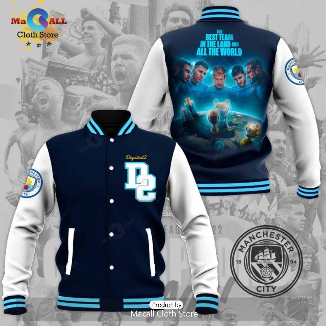 The Best Team Manchester City In The Land All the World Black Baseball Jacket, Sport Jacket
