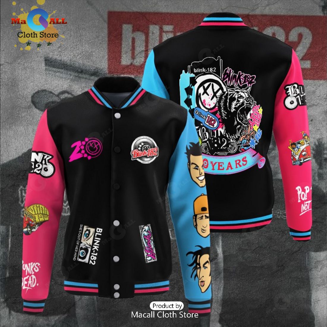 Blink-182 Black Baseball Jacket, Sport Jacket Limited Edition