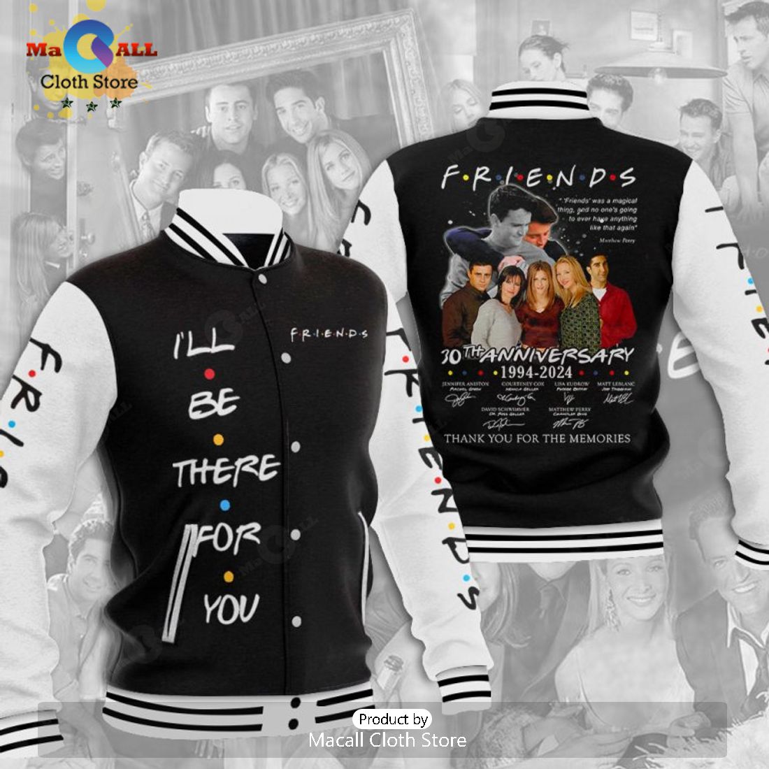 Friends 30th Anniversary Memories For You Black Baseball Jacket, Sport Jacket