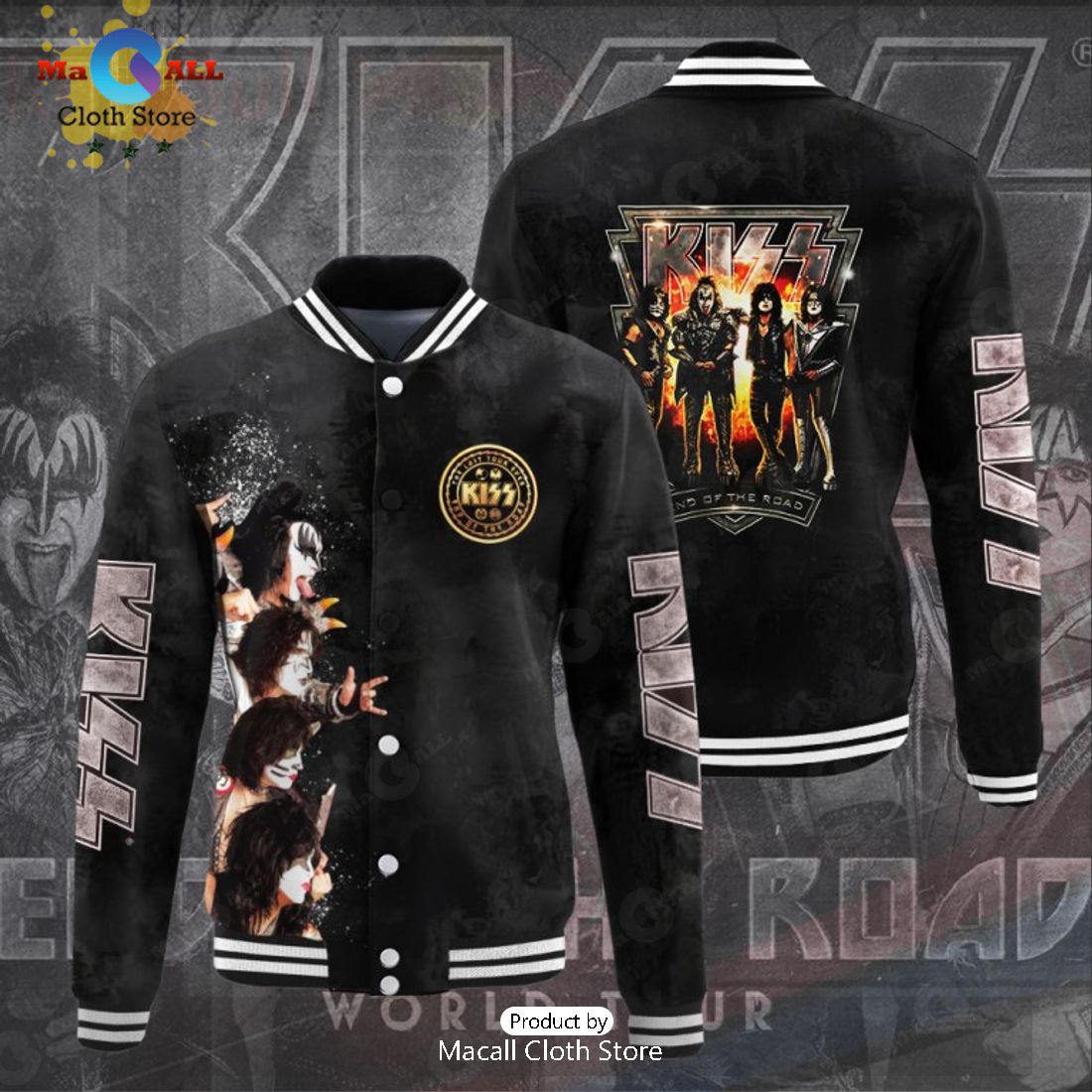 Kiss Band End Of The Road On Stage Special Black Baseball Jacket, Sport Jacket