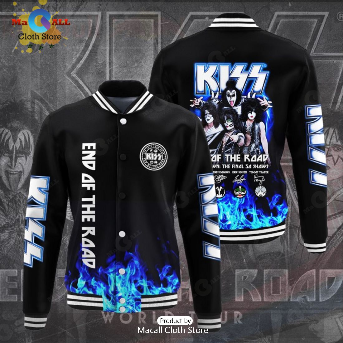 Kiss Band Of The Road World Tour Special Light Black Baseball Jacket, Sport Jacket