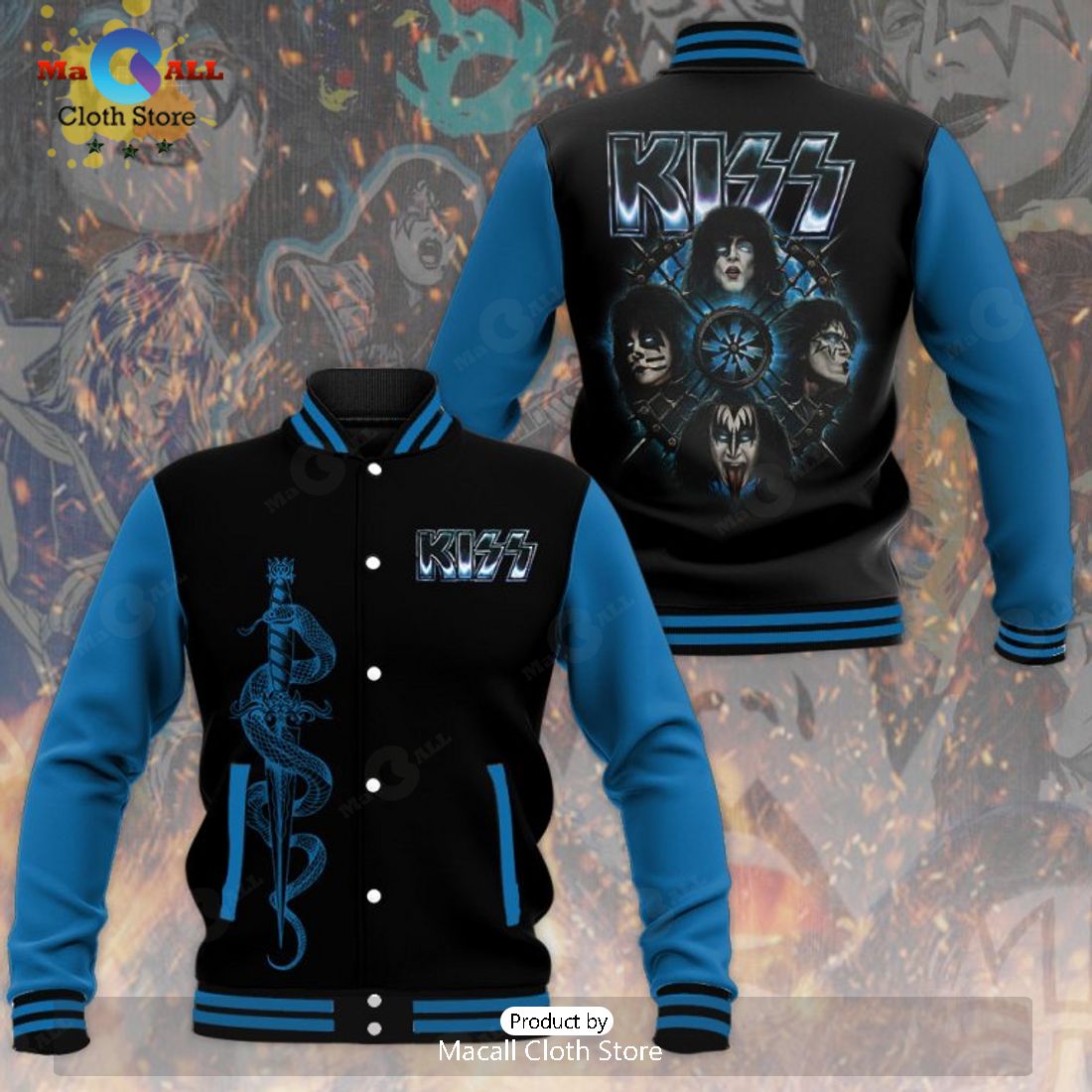 Limited Kiss Band End Of The Road Black Baseball Jacket, Sport Jacket
