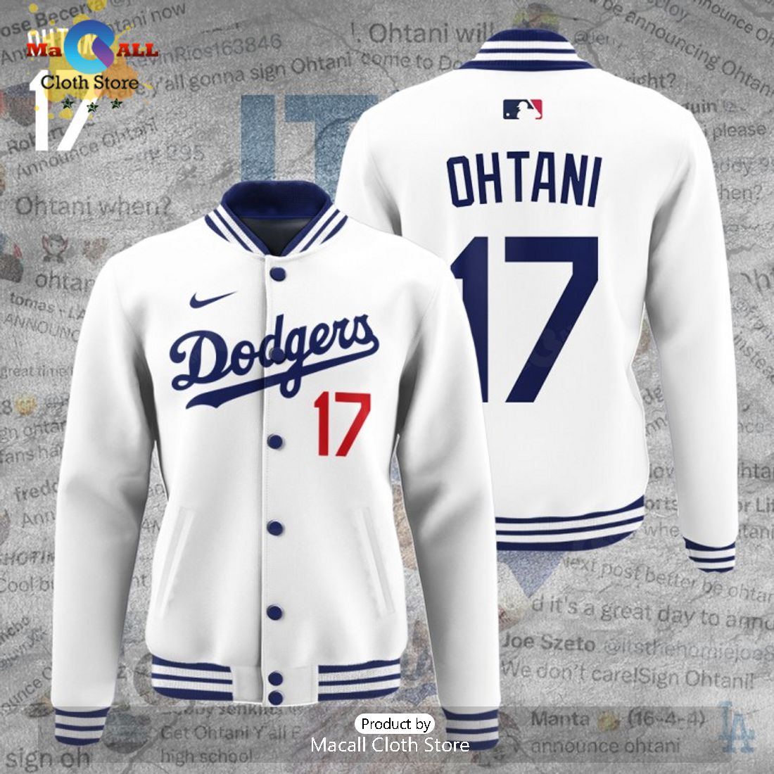 Los Angeles Dodgers x Shohei Ohtani White Baseball Jacket, Sport Jacket