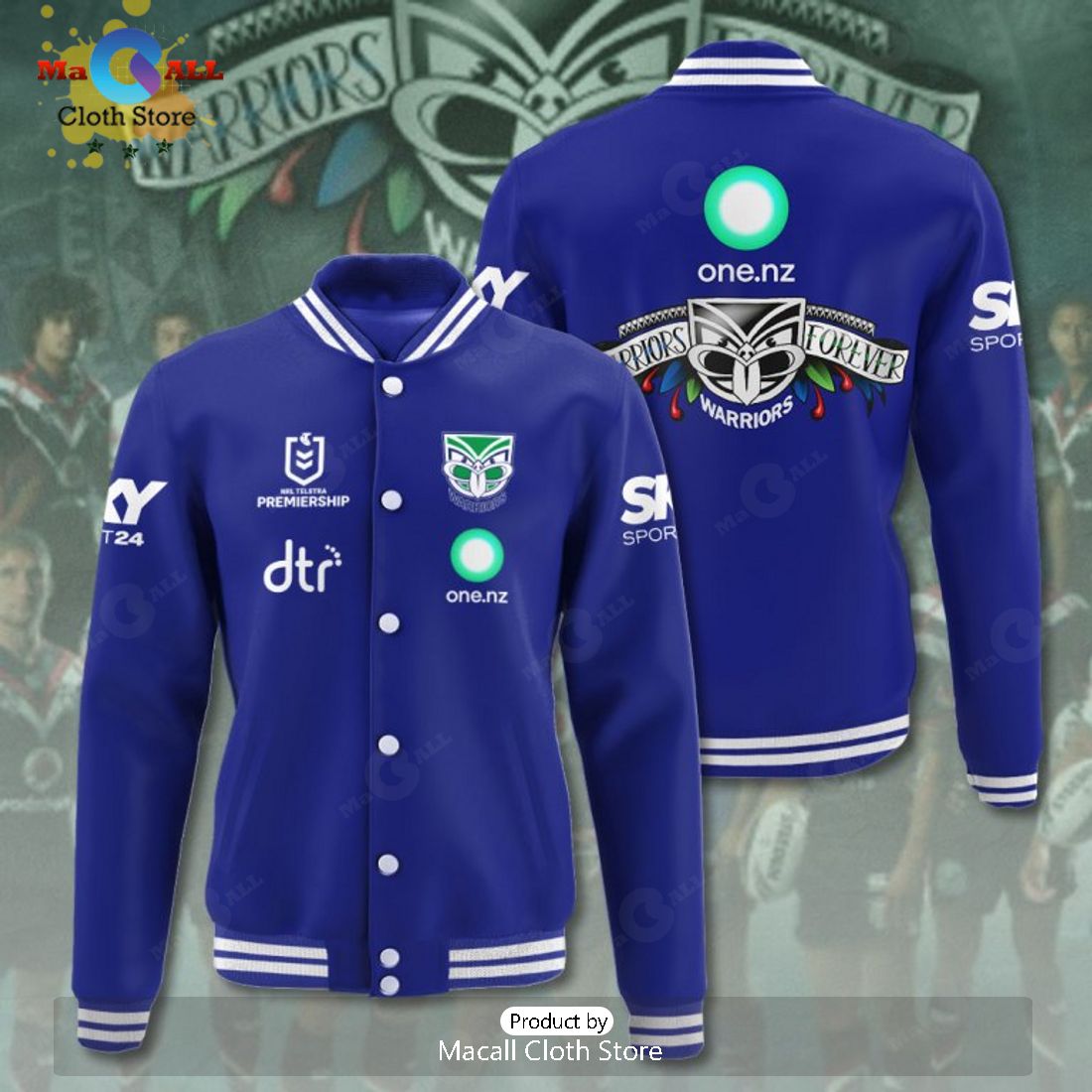 New Zealand Warriors NRL Special Design Navy Sport Jacket, Baseball Jacket