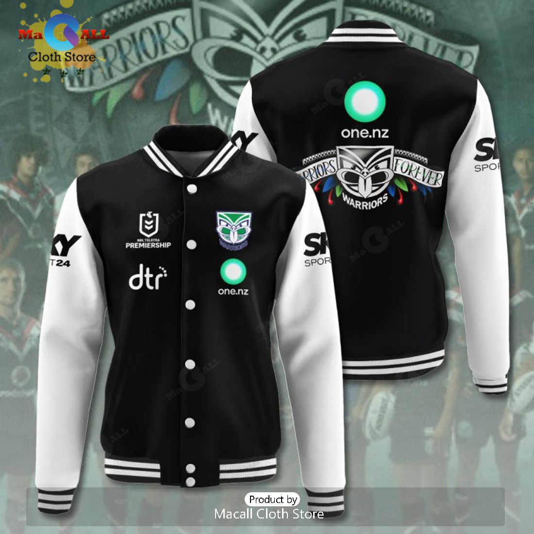 NRL New Zealand Warriors Special Design Black Sport Jacket, Baseball Jacket