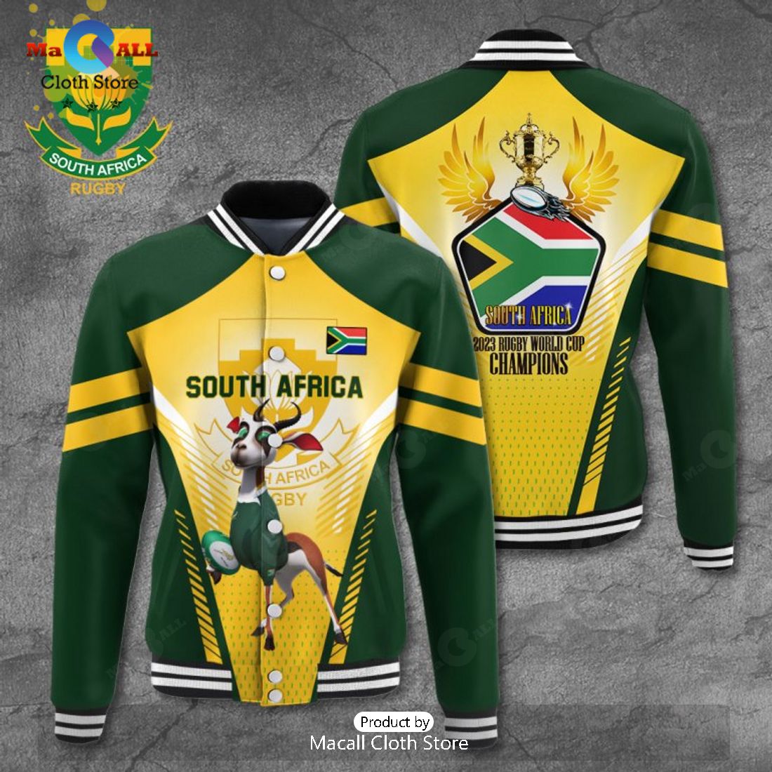 Rugby World Cup x South Africa Gold Sport Jacket, Baseball Jacket Limited